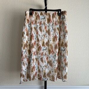 Floral Pleated Midi Skirt Gilli 1X Plus Size Boho Romantic Autumn Print Lined